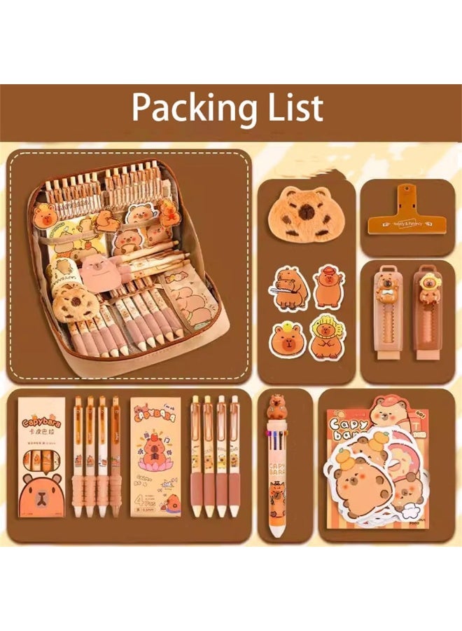 YelaJoy School Stationary Kit, Capybara Pencil Case, Upgraded Thickened Cute Animal Stationery Box, Durable Pen Organizer for Kids, Large Capacity School Supplies Storage Bag,Dirt-Resistant Pencil Case - Image 2